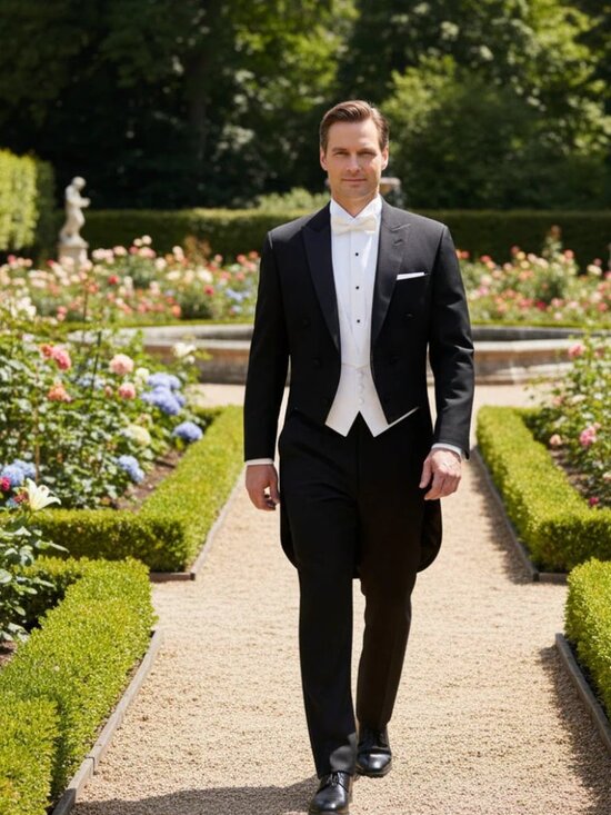 Edwardian Black Tuxedo Tailcoat and Pants Package - Picture 2 of 5